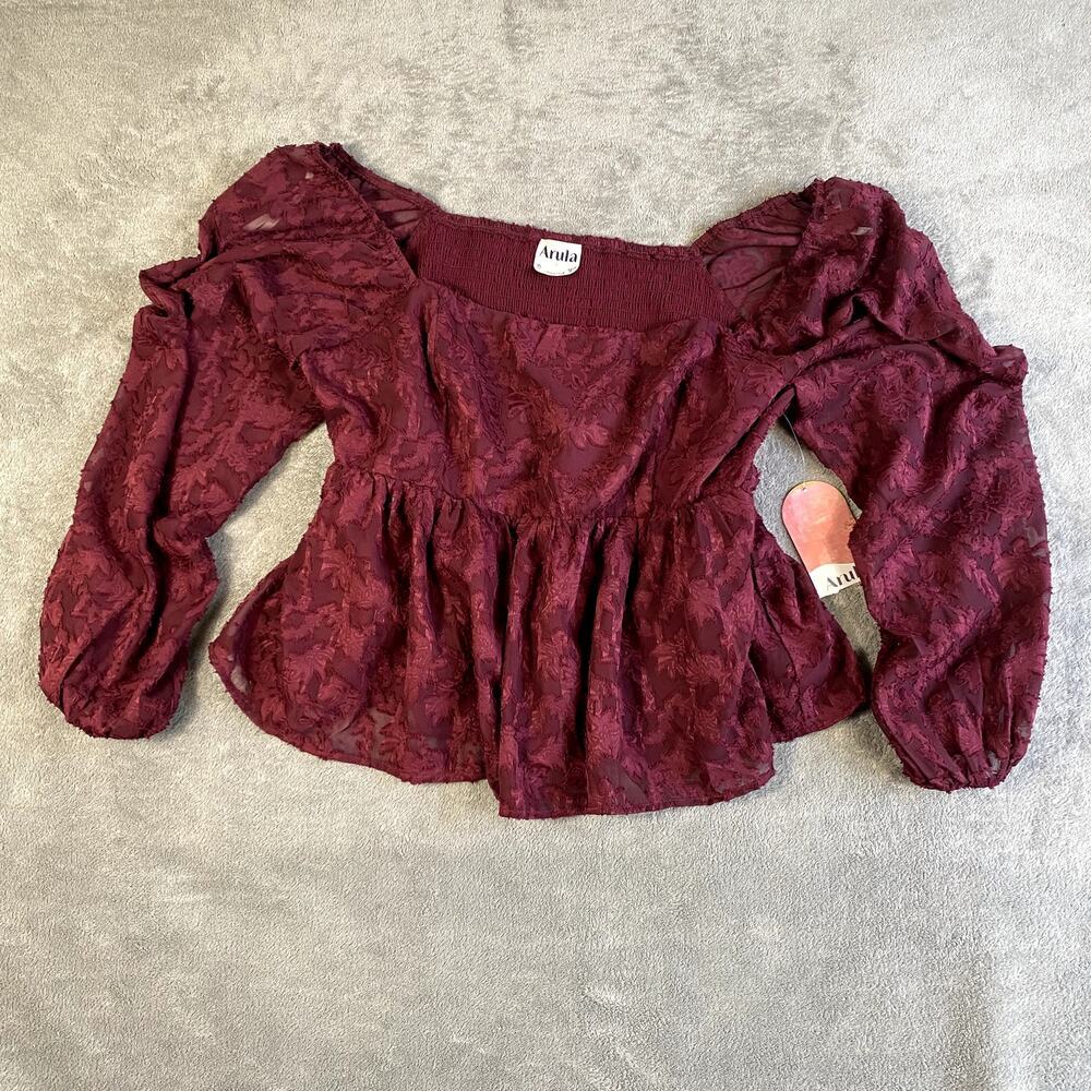 ARULA Burgundy Floral Blouse